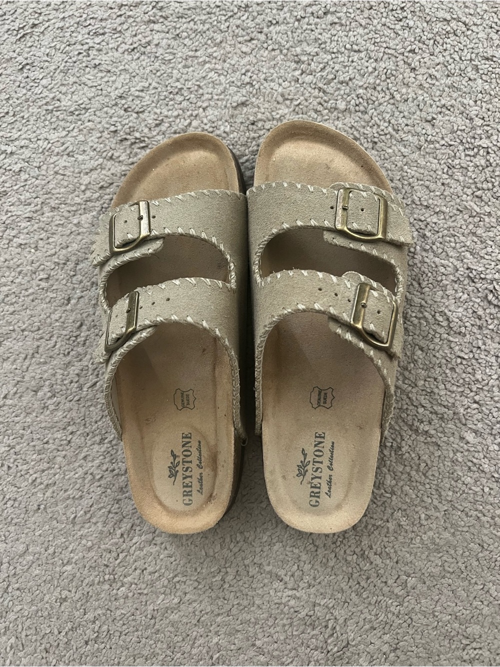 Women’s Double Buckle Sandals in Metallic Gold
